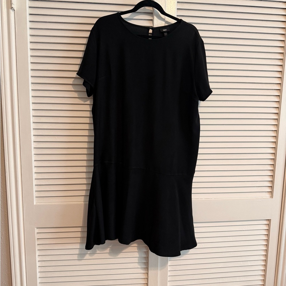 Black Short Sleeve Ruffle Skirt Dress